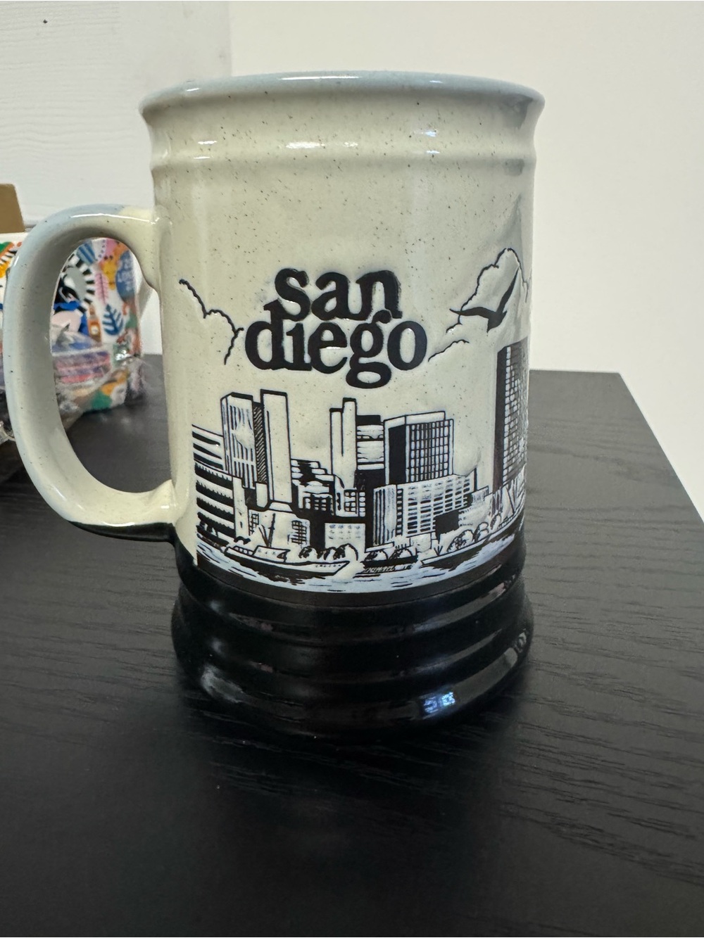 Vintage 80s San Diego Skyline Stoneware Mug Retro California Souvenir Stein